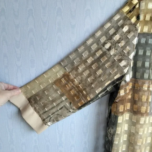 Vtg‎ Dani Max Women's 14 Sheer Burnout Open Topper Cardigan Boho Lagenlook - Picture 2 of 7